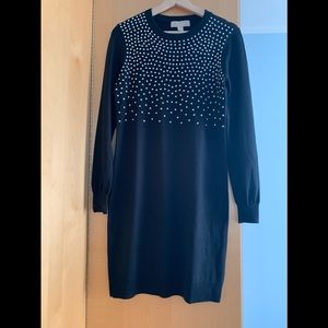 Black knitted dress with silver studs